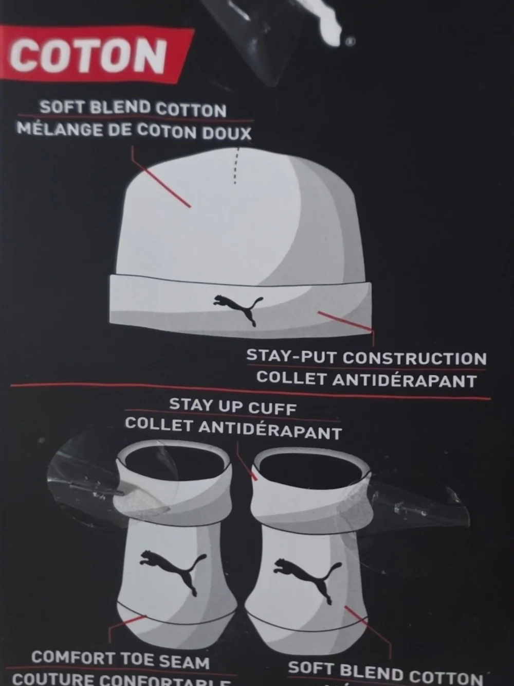 Puma White and Navy Infant Hat & Bootie Set